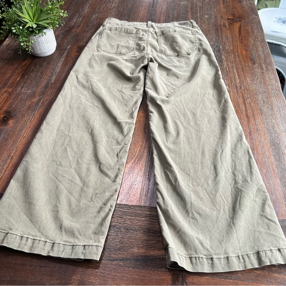 PAIGE Green Sage Wide Leg Pants 26 acid wash slant pockets Army Green Ankle Crop - Picture 15 of 16